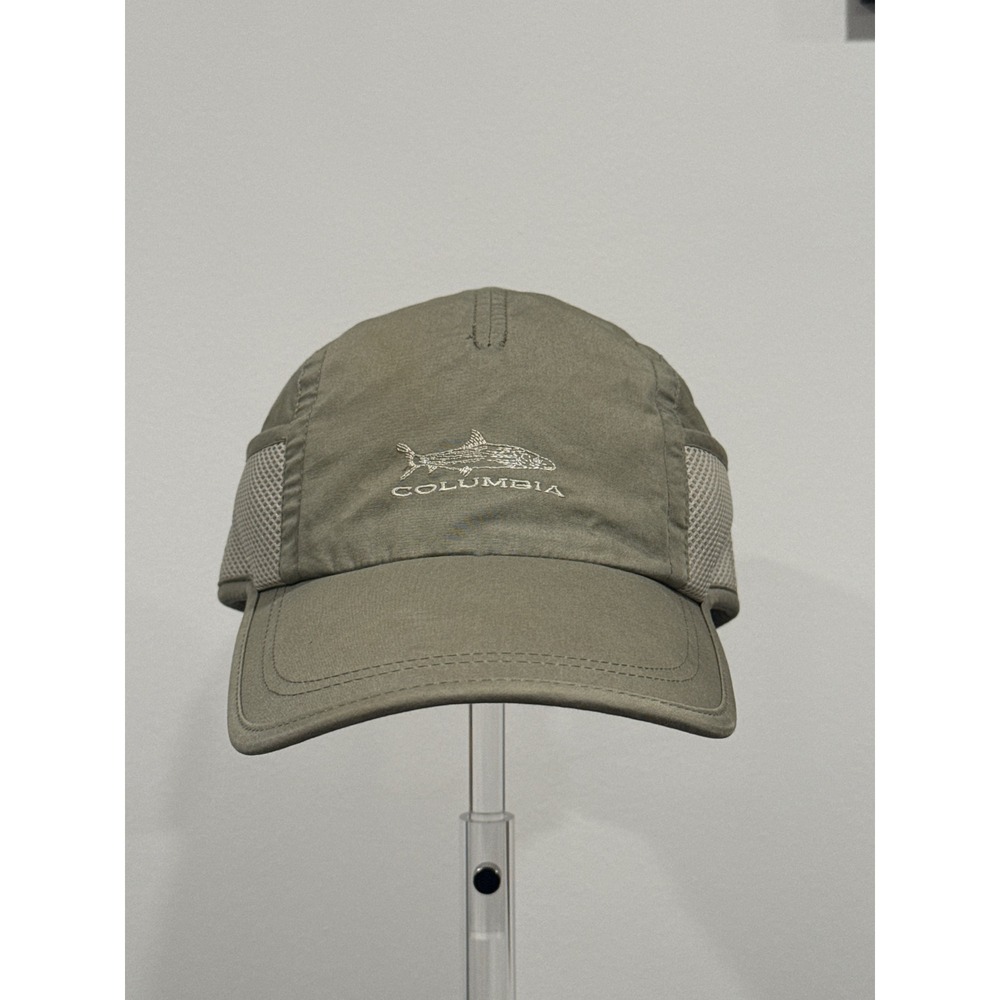 Columbia Fishing Hat Unisex One Size Khaki Good Mesh PFG Fish Logo CU9040